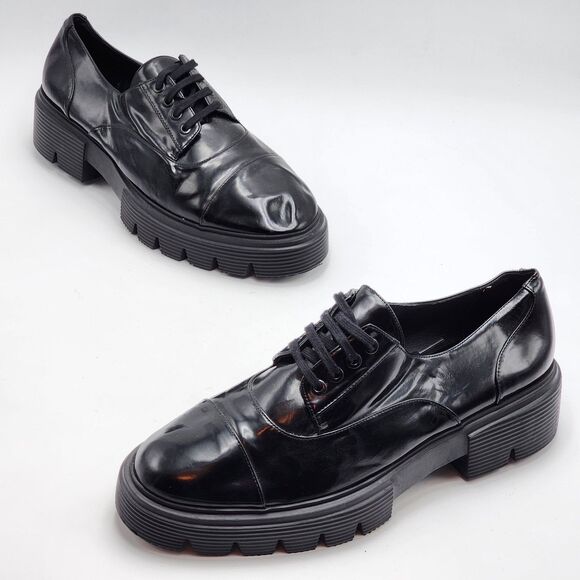 Stuart Weitzman Nolita Patent Lace-Up Oxford Loafers Size 10.5